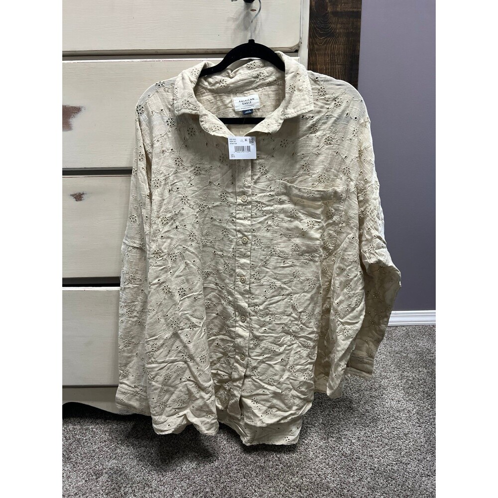 NWT American eagle oversized eyelet button down shirt large